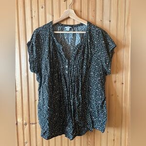 Sonoma Floral Pink Paisley Black Blouse